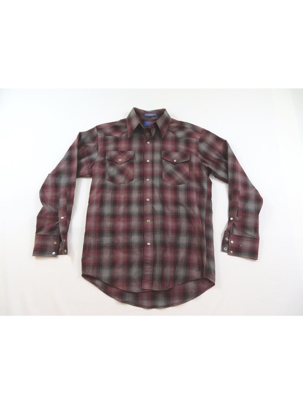 Sir Pendleton Shirt Shadow Plaid Check Purple Gray Western Pearl Snap Sz S 1990s